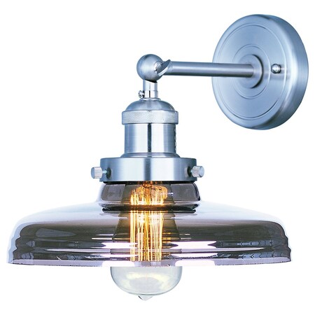 Maxim One Light Satin Nickel Mirror Smoke Glass Wall Light 25067MSKSN